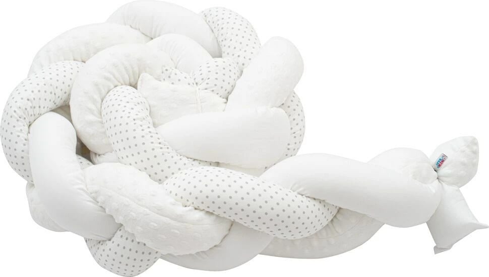 mbrojtëse e thurur për krevat bebe, New Baby, Minka & Dot, 210x18x10 cm, gri