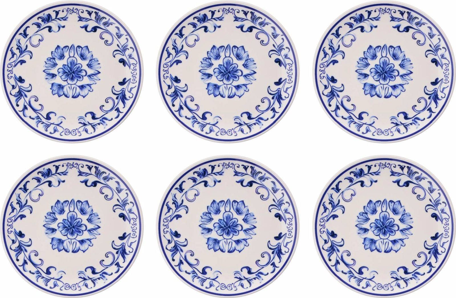 Set pjatash për ëmbëlsira (6 copë), Hermia Concept, lule blu