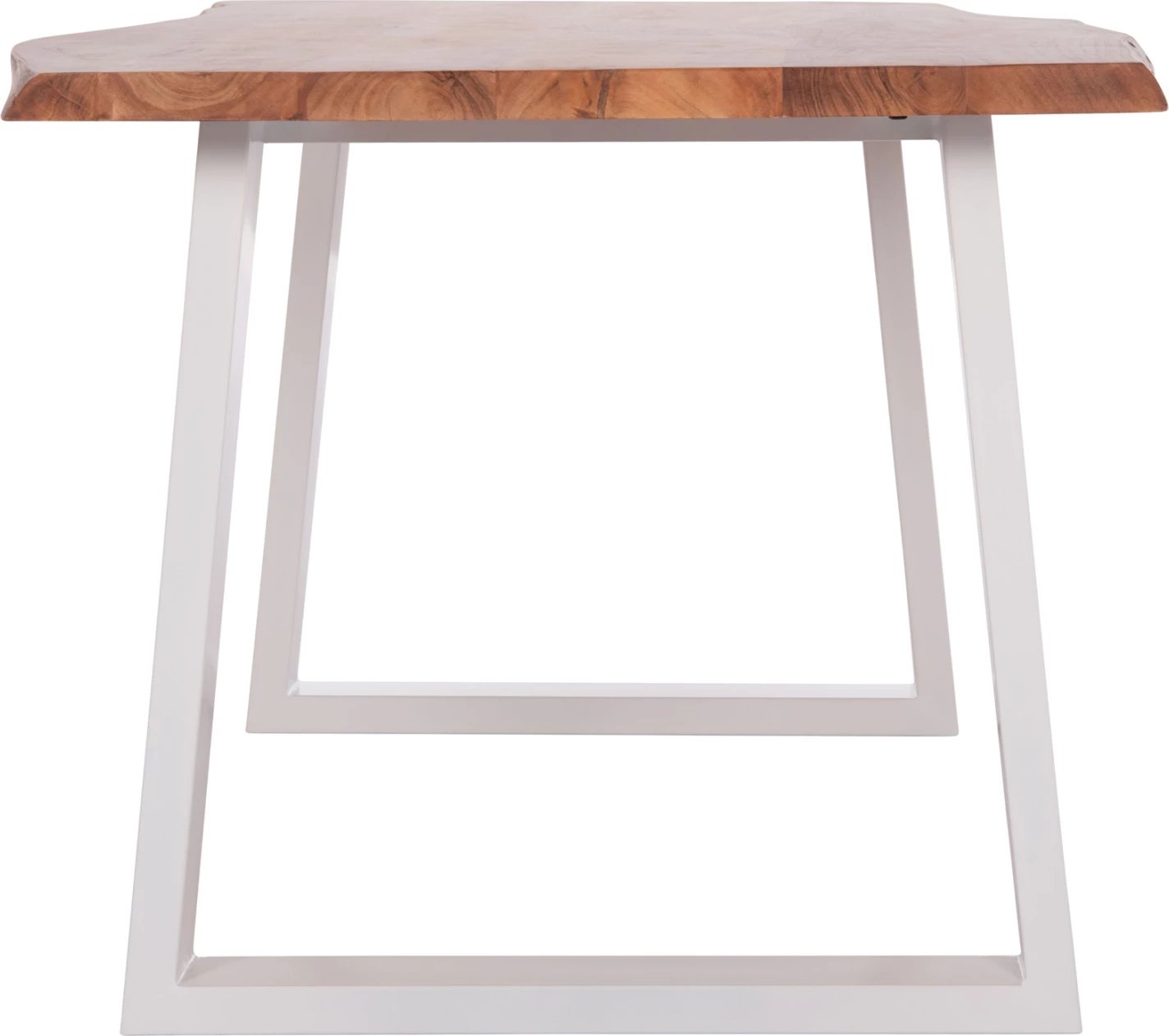 Tavolinë ngrënieje Montana, dru akacie, këmbë të bardha, 160x90x77cm