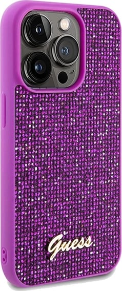 Mbështjellës Guess Disco Metal Script për iPhone 14 Pro Max, vjollcë