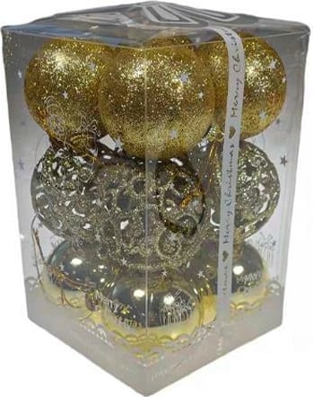 Topa Krishtlindjesh NEXT 12 copë, 3 dizajne, Ø6cm, ari