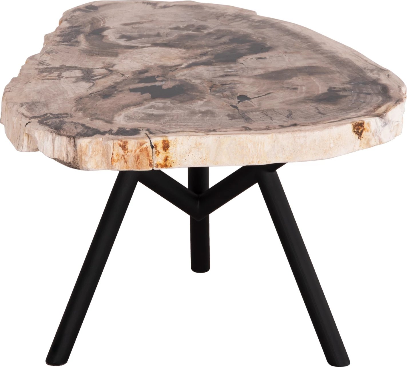 Tavolinë anësore SAMAN, këmbë metalike të zeza, sipërfaqe druri të fosilizuar, 70x55x40H cm