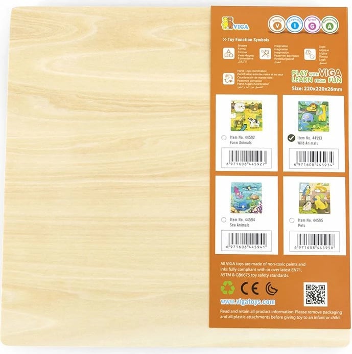 Puzël druri me kunja, Viga, Kafshë të egra, 4 copa, 12M+, shumëngjyrësh