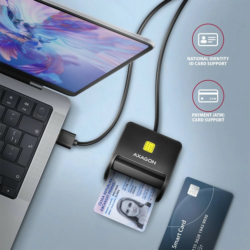 Lexues kartelash AXAGON CRE-SM3N me USB, 1.3m, i zi