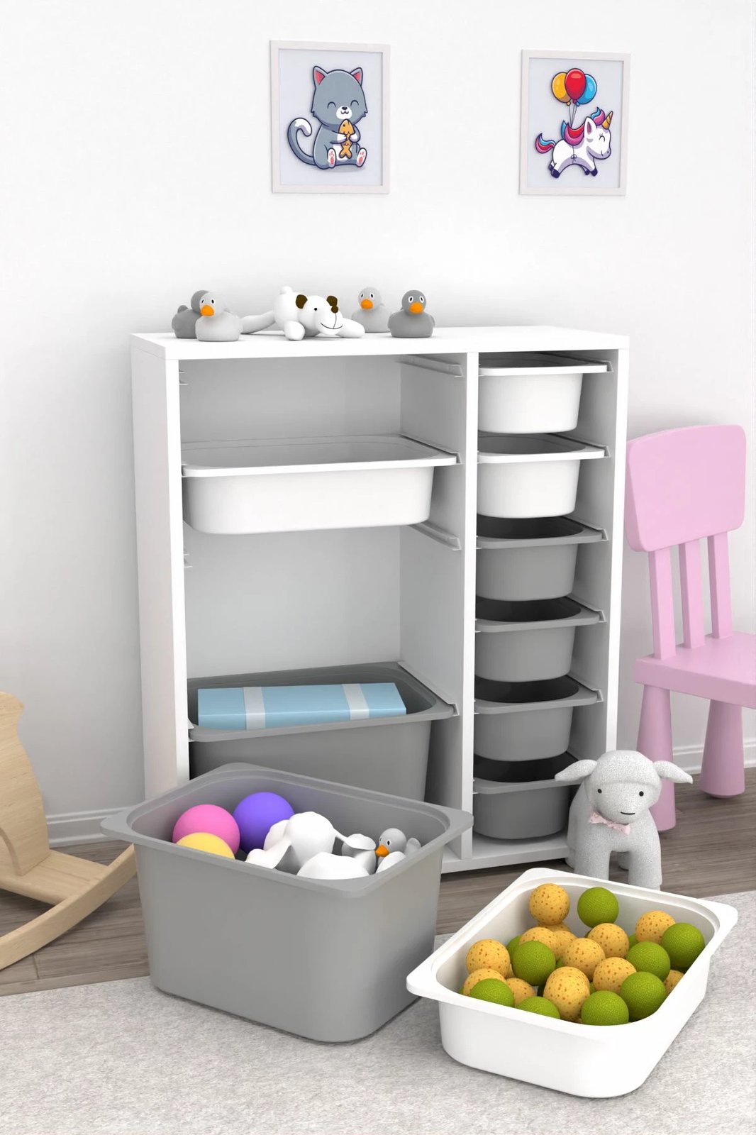 Dollap multifunksional Hanah Home, Zen 2D2K6U, i bardhë-gri