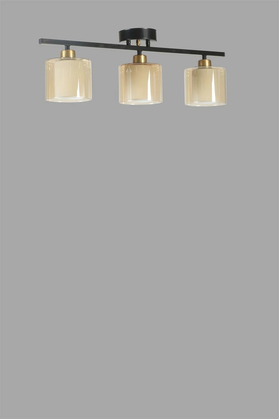 Llambë tavani Opviq, Yeni Nomi 3 llampa, ngjyrë e zezë dhe qelq amber