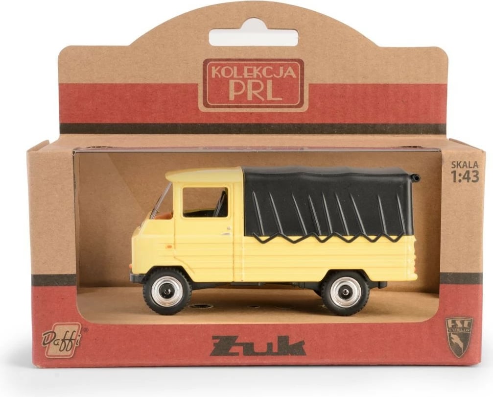 Kamion lodër Daffi Żuk K-550, metal/plastik, 1:43, verdhë/zi