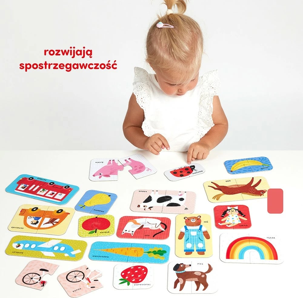 Puzzle edukativ CzuCzu Puzzle for Pair - First Words, 18 puzzle, 36 pjesë, për fëmijë