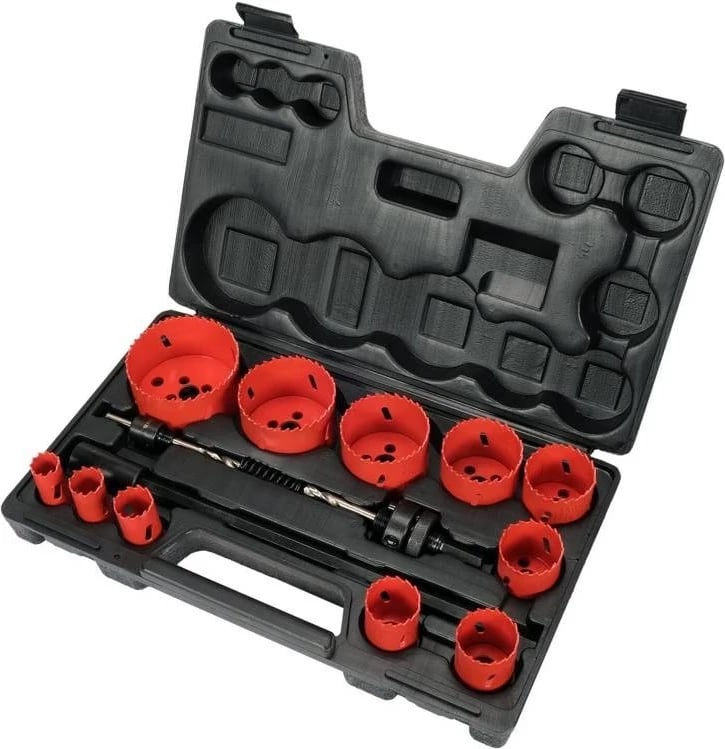 Set sharrash vrime YATO BIMETAL, 7 copë, 19-76mm, Kuqe