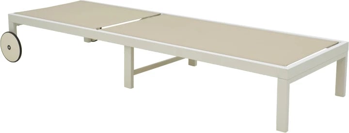 Shezlong Mailo, alumin i bardhë, tekstilene bezhë, 71x206x30cm