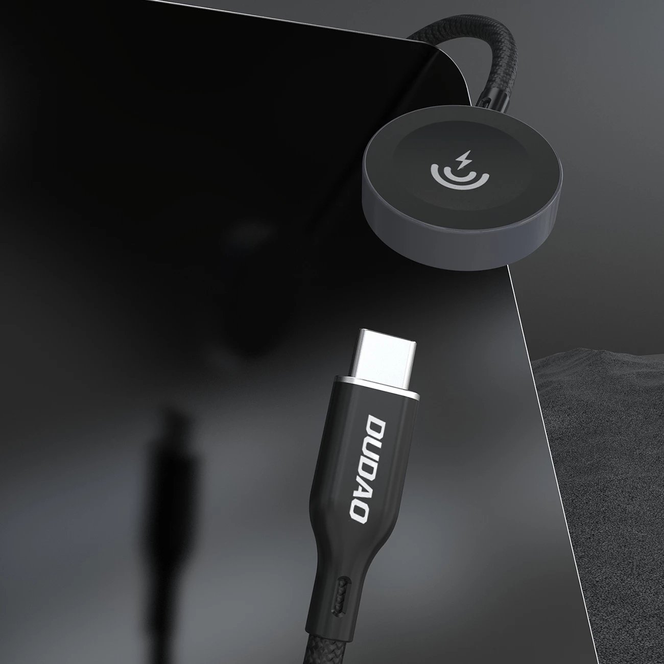 Karikues wireless Dudao A12C për Apple Watch, USB-C, 1.2m, Zi