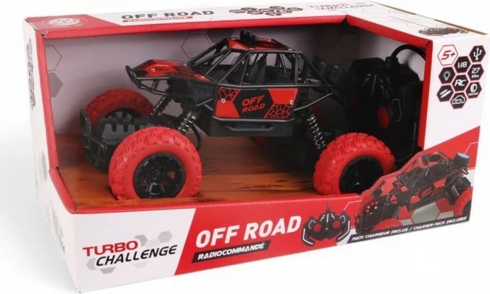 Makinë RC buggy off-road, Alba Moli Turbo Challenge 093733, shkallë 1:18, 2.4 GHz, shpejtësi 8 km/h, rreze 20 m, bateri 3.7V e rikarikueshme, e zezë e kuqe, set me telekomandë + bateri + karikues USB