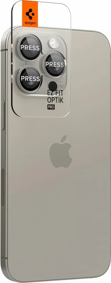 Mbrojtës xhami për kamerë Spigen Optik.tR EZ Fit, për iPhone 14 Pro / Pro Max / 15 Pro / Pro Max, Titanic, 2 copë