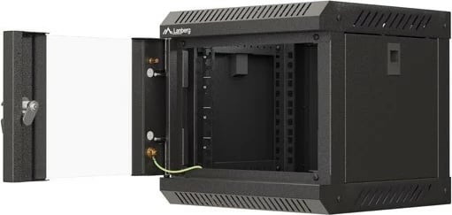 Kasë RACK LANBERG 10" 4U, e zezë, dyer xhami