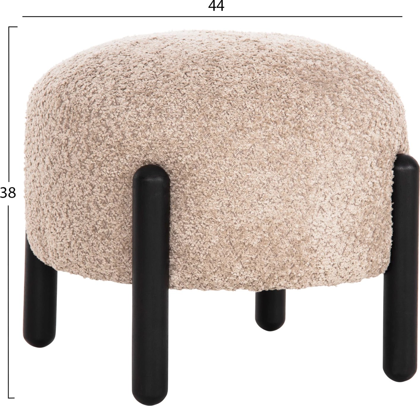 Karrige për bar, ngjyrë bezhë, këmbë metalike të zeza, Φ45x36H cm