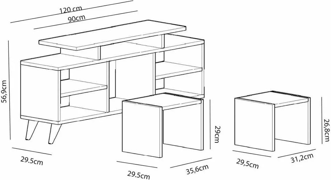 Komodë TV Hanah Home, Kutay, e bardhë, dru tik