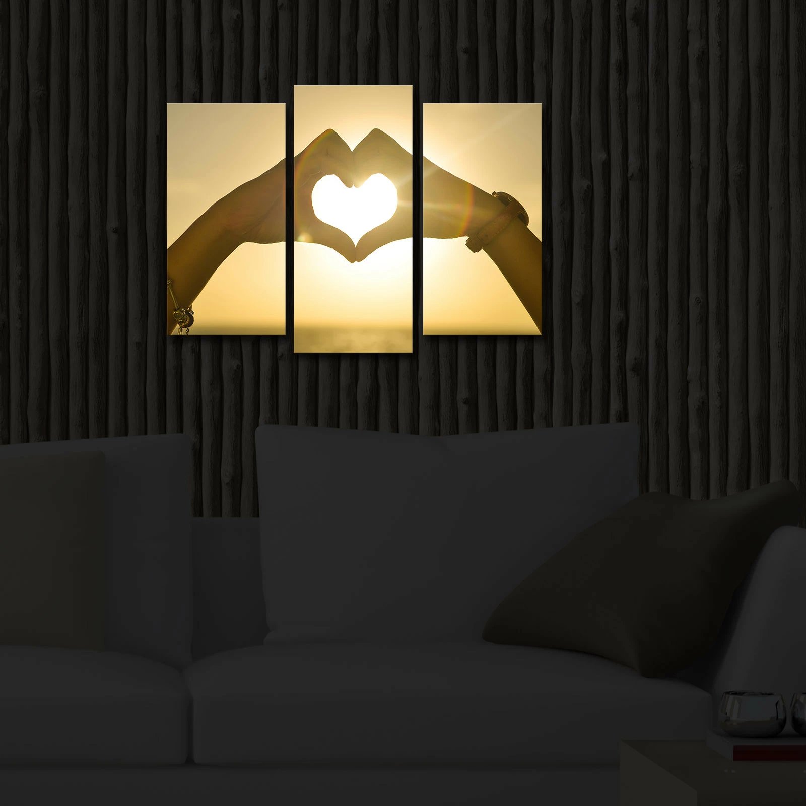 Pikturë dekorative në kanavacë me drita LED (3 pjesë), Wallity, 3PATİACT-9