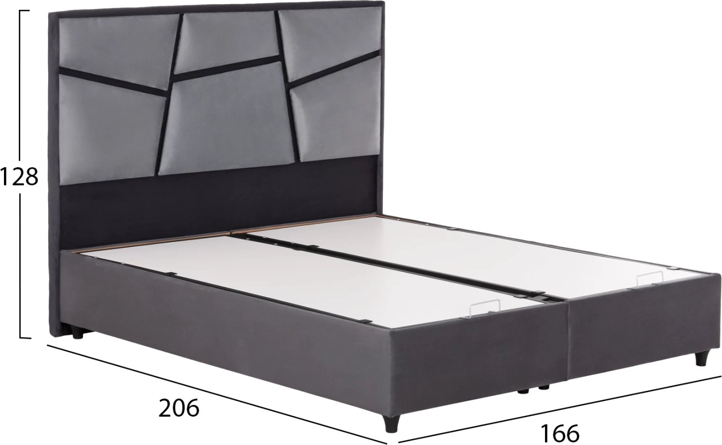 Krevat me hapësirë ruajtëse IRIDA FH718 kadife gri për dyshek 160x200cm