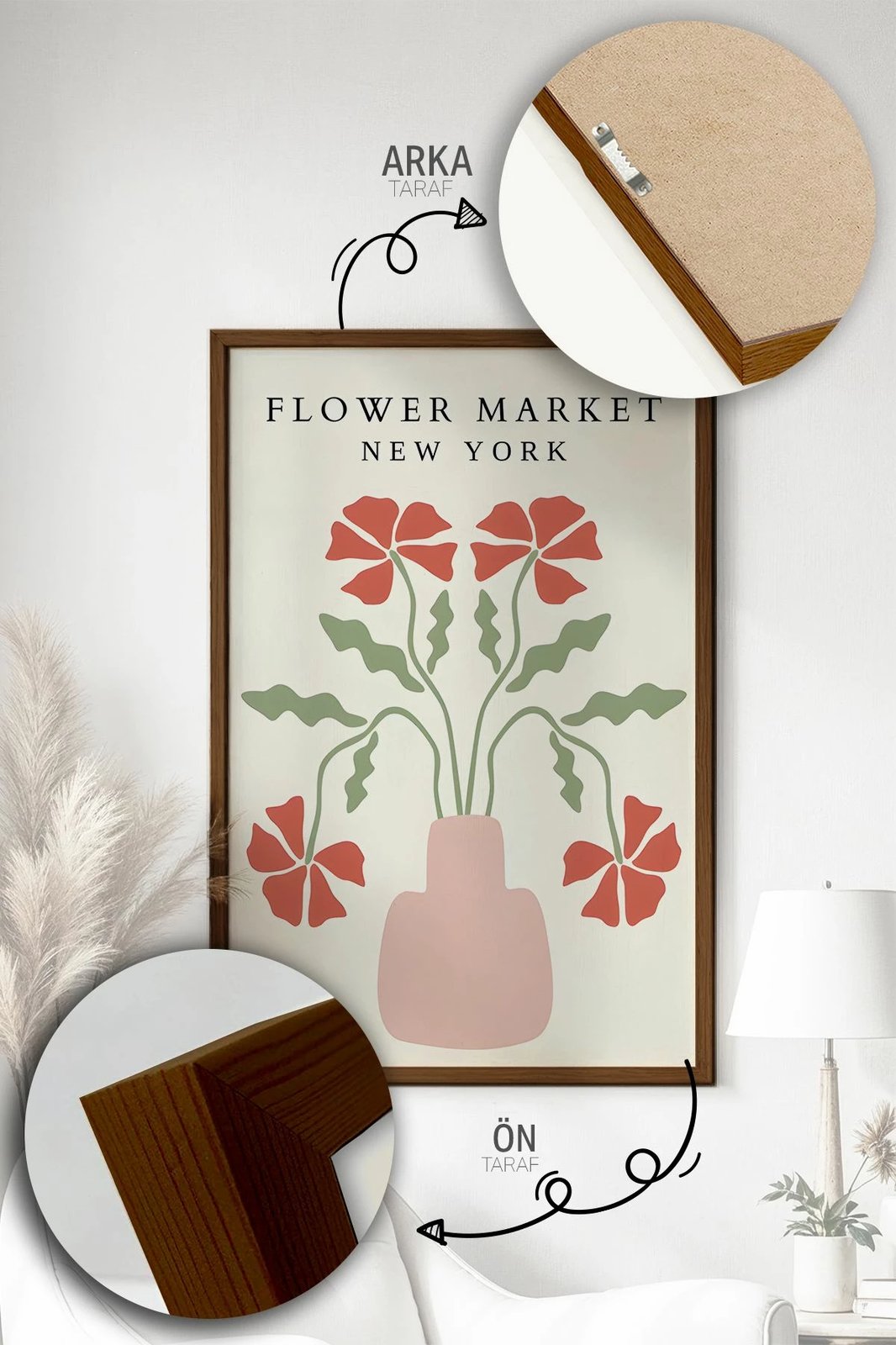 Set pikturash dekorative me kornizë (3 copë), Wallity, Artvmodel27-Kahve