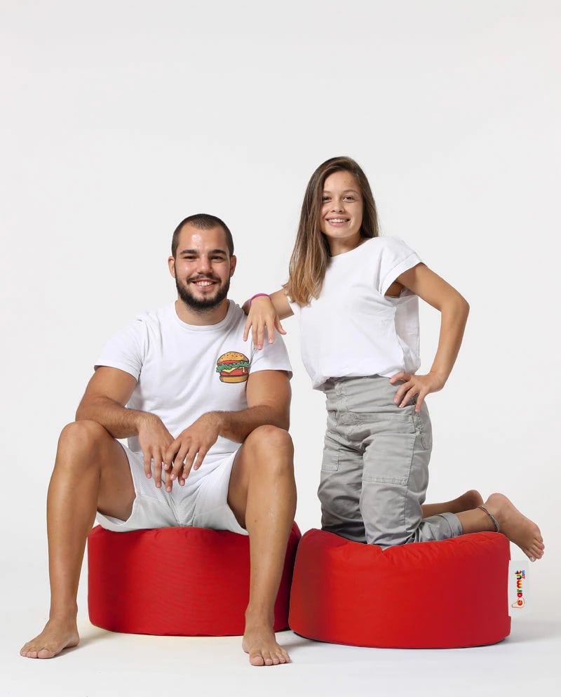 Puf kopshti i rrumbullakët, ngjyrë e kuqe, Atelier del Sofa