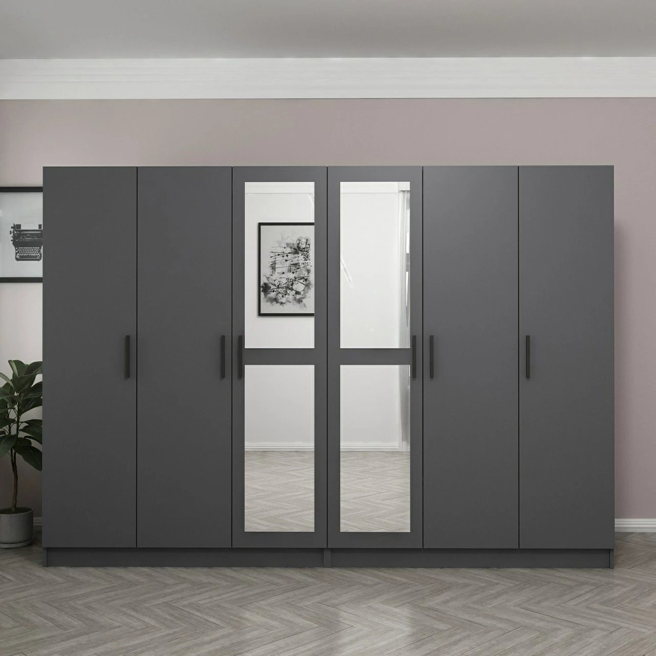 Dollap i madh për dhomë gjumi, ngjyrë antracit, Skye Decor, 4990