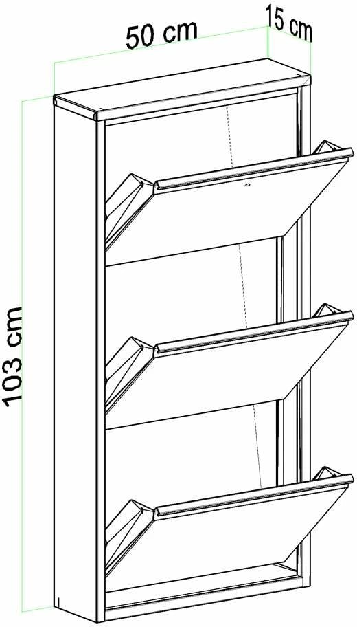 Dollap këpucësh Skye Decor, metal, 3 pjesë, ngjyrë e zezë, me kyçje