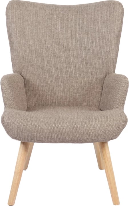 Fotel Gerlina, material gri-bezhë, këmbë ngjyrë natyrale, 71x64x94cm