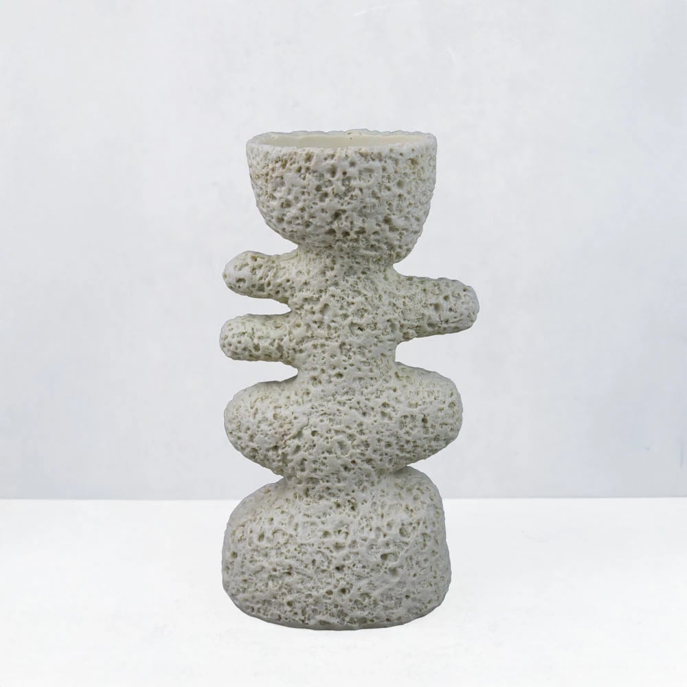 Mbajtës qirinjsh LUSTRE III, dekor, rrëshirë, bezhë, 14.5x9.5x25cm