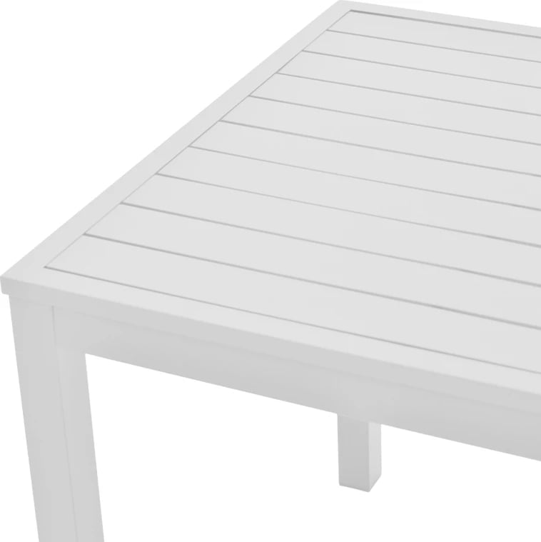 Set tavoline me dy karrige Savor-Kliton, alumin i bardhë dhe ratan natyral, 80x80x74cm