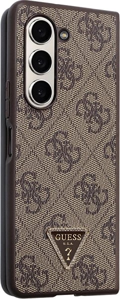 Mbështjellës Guess Leather 4G Triangle Strass për Samsung Galaxy Z Fold 5, Kafe