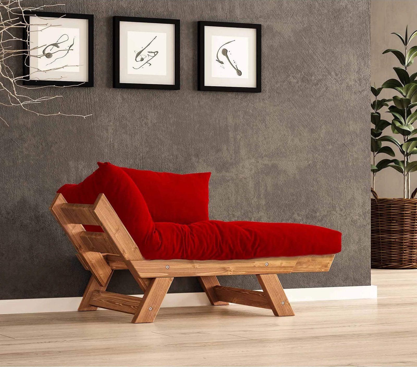 Karrige për kopsht, një vend, ngjyrë teak dhe e kuqe, Skye Decor, CPT8155-140