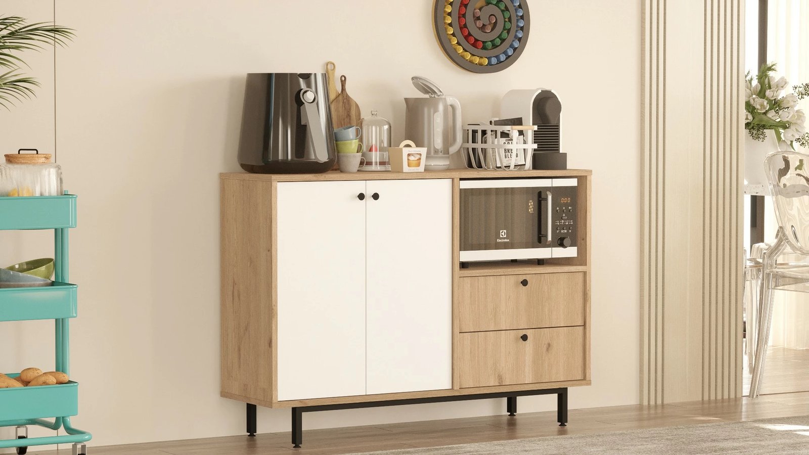 Dollap multifunksional, ngjyrë lis dhe e bardhë, RE2-SW