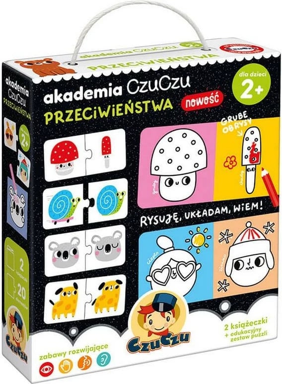 Set edukativ CzuCzu Academy Opposites, 2 libra ngjyrosje, puzzle 20 pjesë, shumëngjyrësh