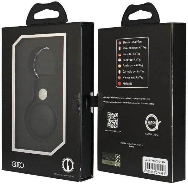 Mbështjellës Audi për AirTag, lëkurë sintetike, i zi