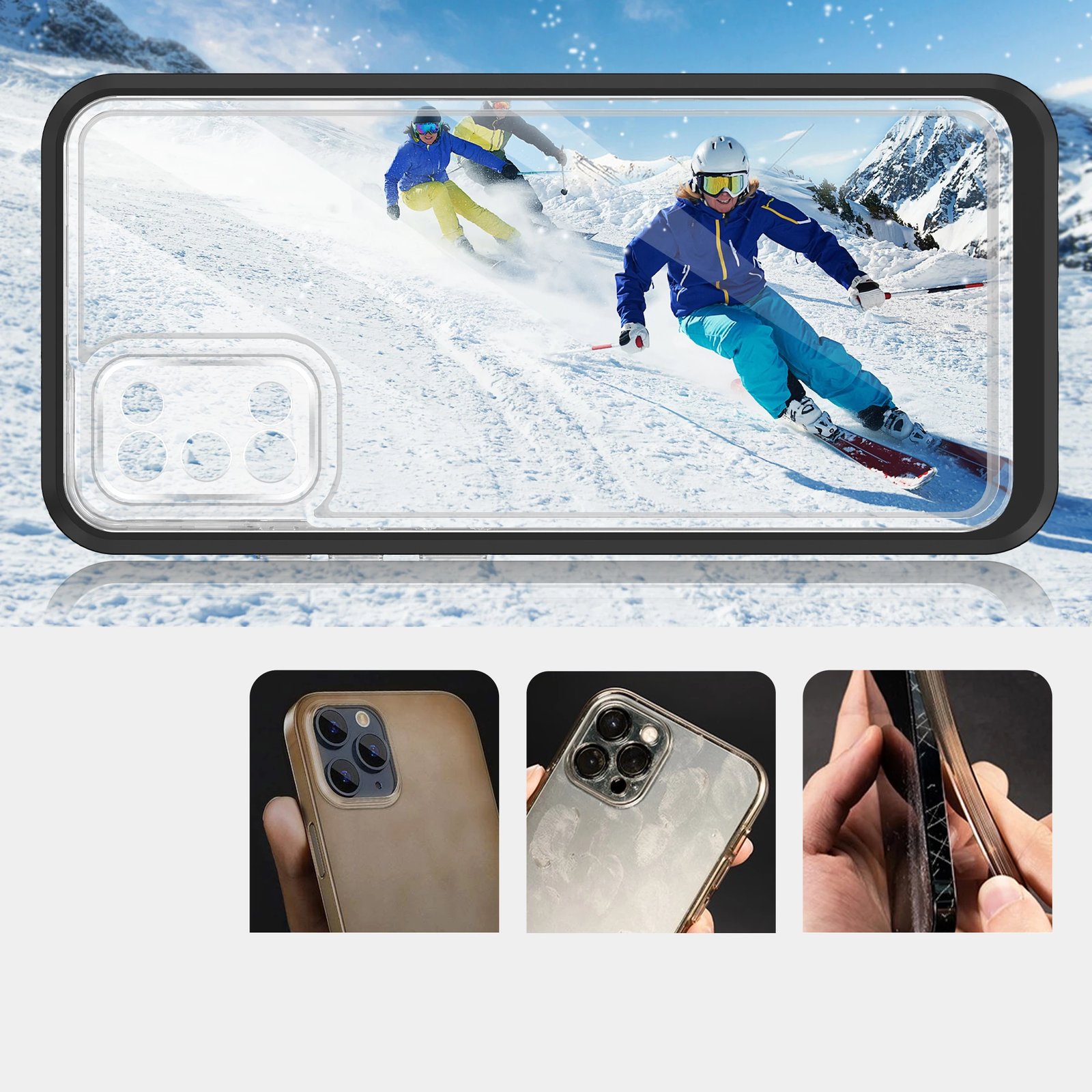 Mbështjellës Hurtel Hybrid Armor Clear 3 in 1 për Samsung Galaxy A03s, Transparent/zi