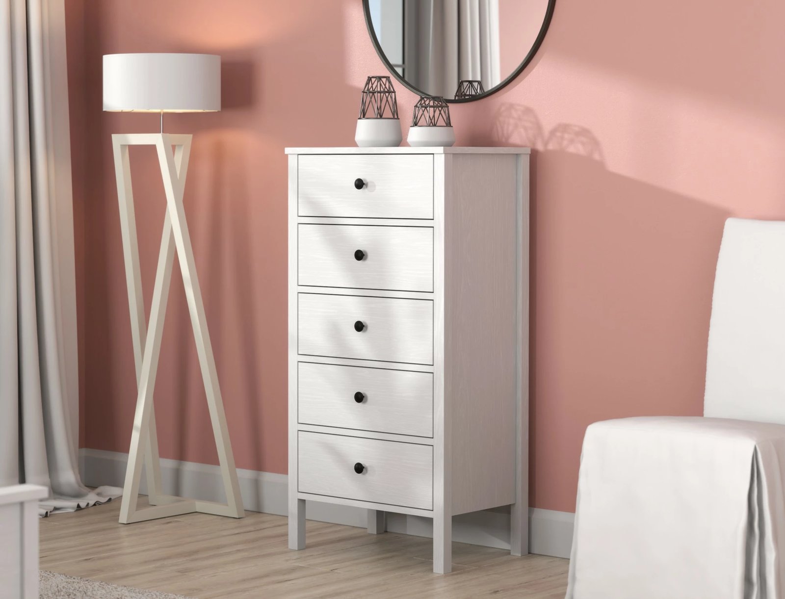 Komodë Hanah Home, FRN-20027, ngjyrë druri dhe e bardhë