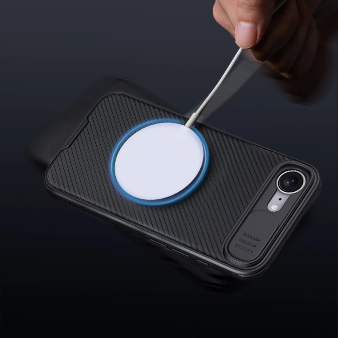 Mbështjellës Nillkin CamShield Pro Magnetic për iPhone 16e, i zi