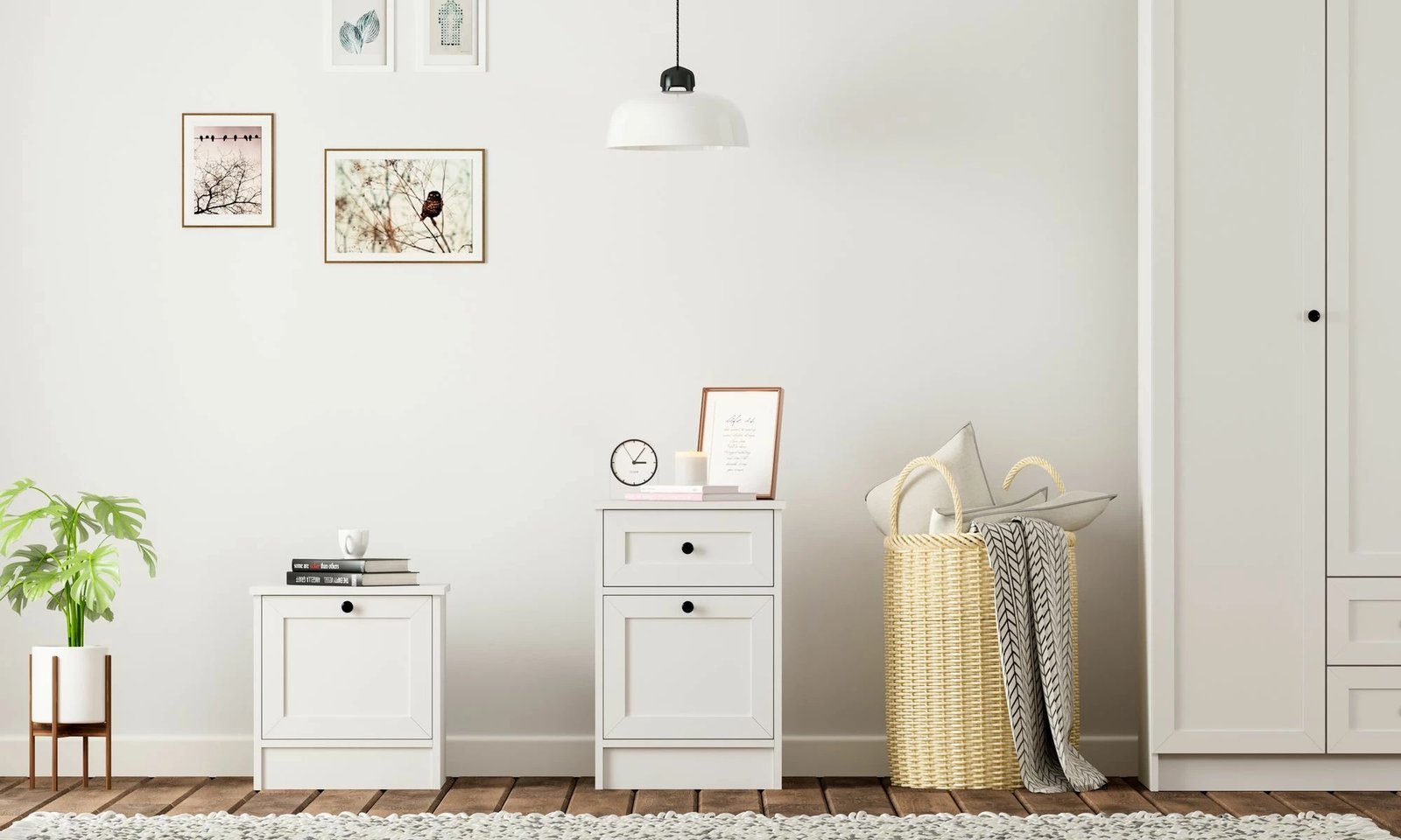 Komodinë nate Skye Decor, Rb-168-03, ngjyrë e bardhë mat