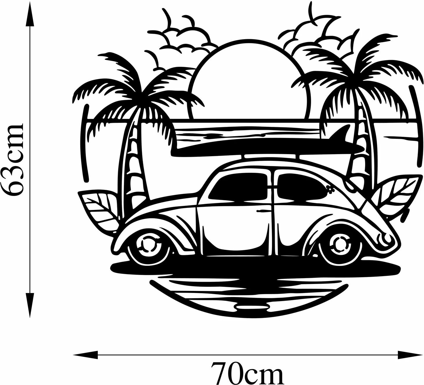 Aksesor dekorativ metalik për mur, Wallity, Sea Sand Vosvos - 520, ngjyrë e zezë, 63x70cm