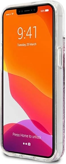 Mbështjellës Guess Peony Liquid Glitter për iPhone 13 mini 5.4", Rozë