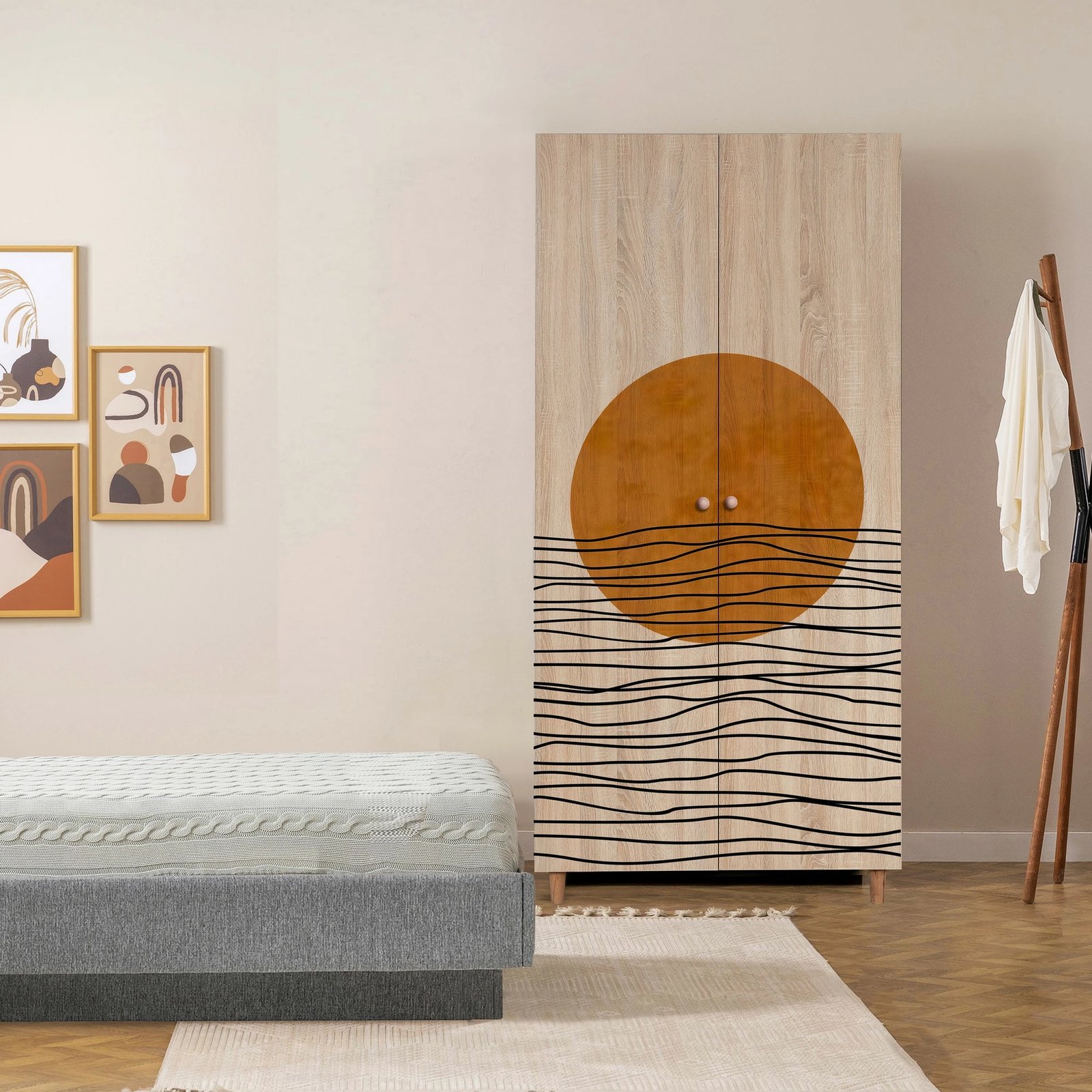 Dollap Hanah Home, Lidya 2, ngjyrë sonomo, 90x192x52cm