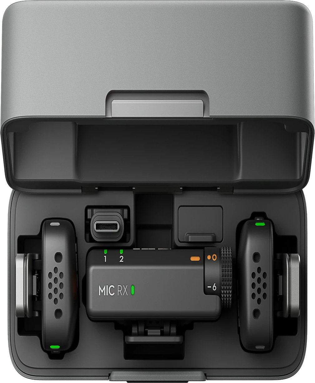 Mikrofon pa tela DJI Mic Mini (2TX+1RX) me kuti karikimi, i zi