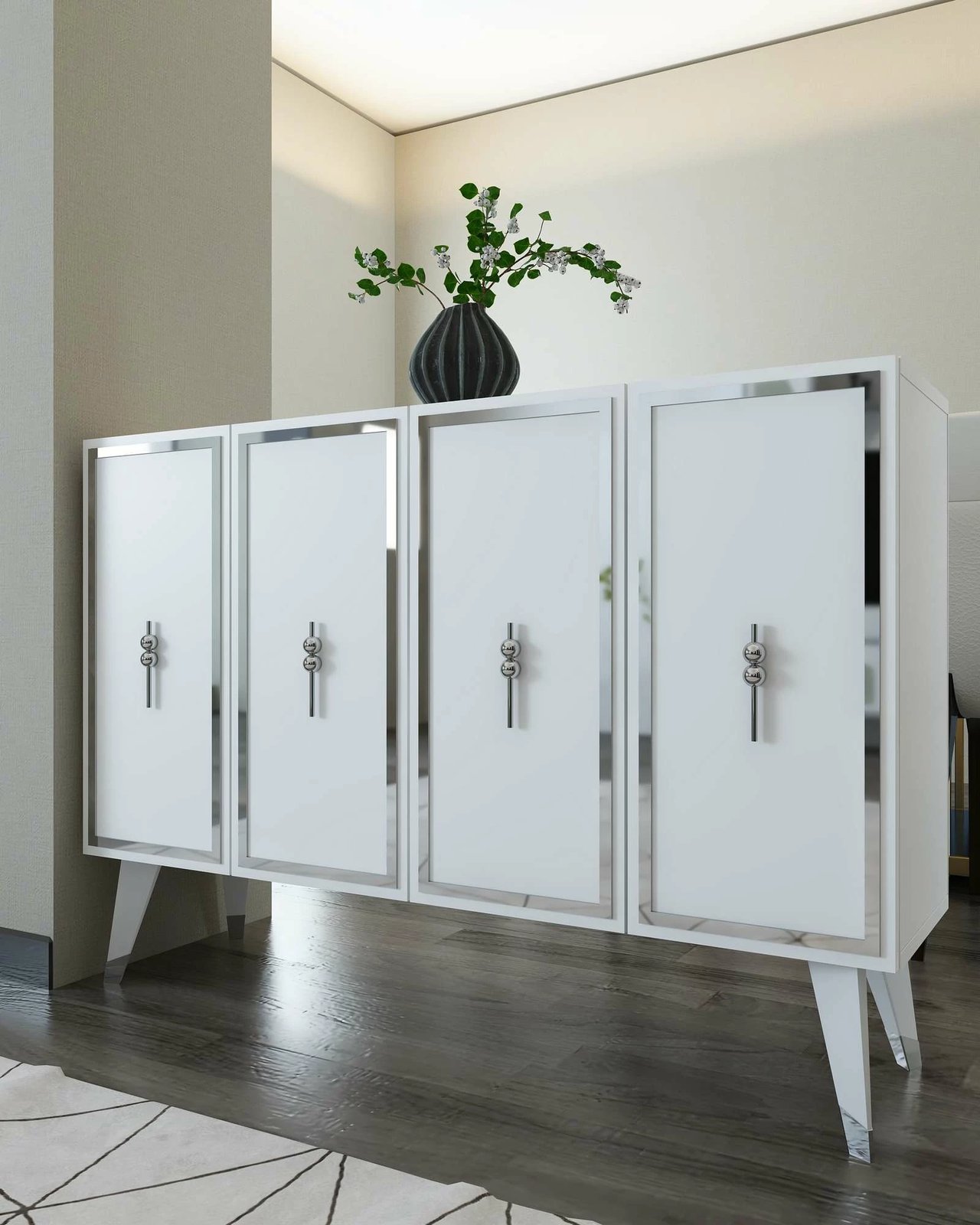 Konsolë Skye Decor, 8172KM-32, e bardhë, argjend