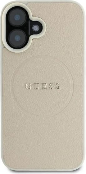 Mbështjellës Guess Grained Ring MagSafe për iPhone 16, Bezhe Mbështjellës Guess Grained Ring MagSafe për iPhone 16, Bezhe