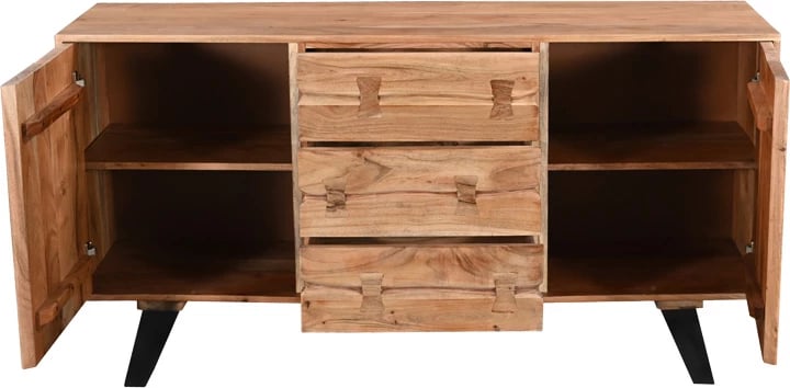 Bufe Leontina, dru akacie i fortë, këmbë metalike të zeza, 150x45x86cm