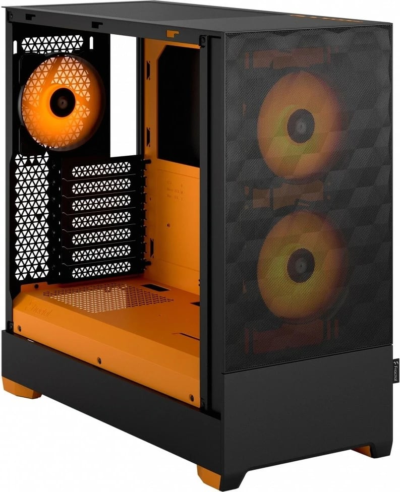 Kasë Fractal Design Pop Air TG Clear Tint RGB, Midi Tower, ATX, Micro ATX, Mini ITX, e zezë/portokalli