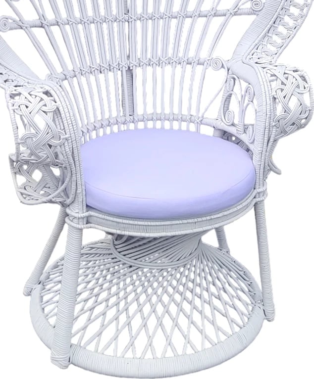 Fotelja Dorothy Inart me jastëk të bardhë, ratan i bardhë, 115x57x150 cm