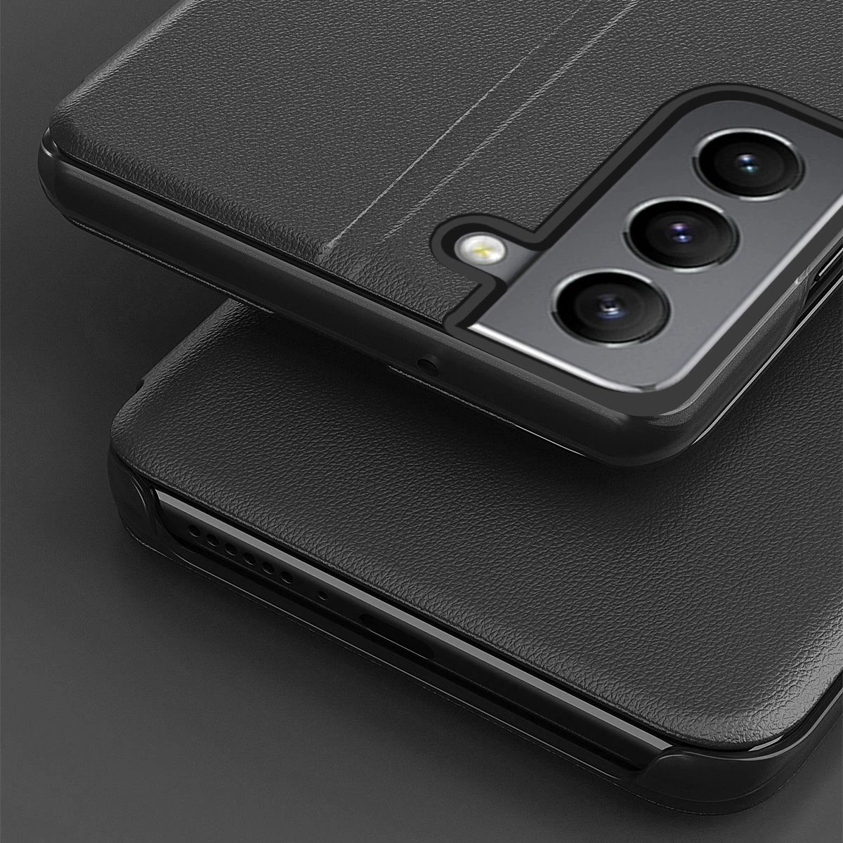 Mbështjellës Hurtel Eco Leather View Case për Samsung Galaxy S22+, me kapak dhe qëndrim, Blu
