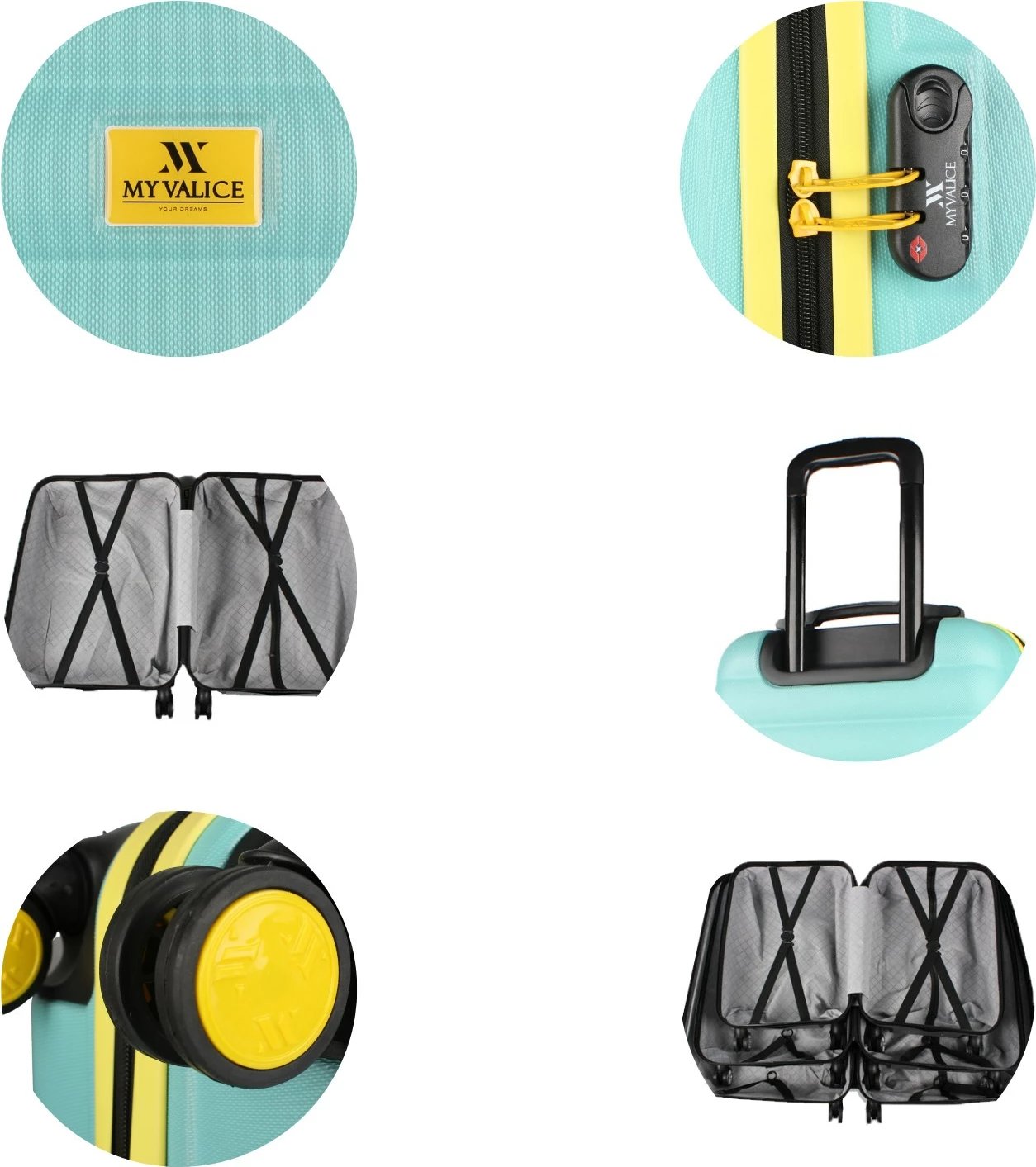 Set valixhesh (3 copë), ngjyrë mint, Zoozie Bags, 6438