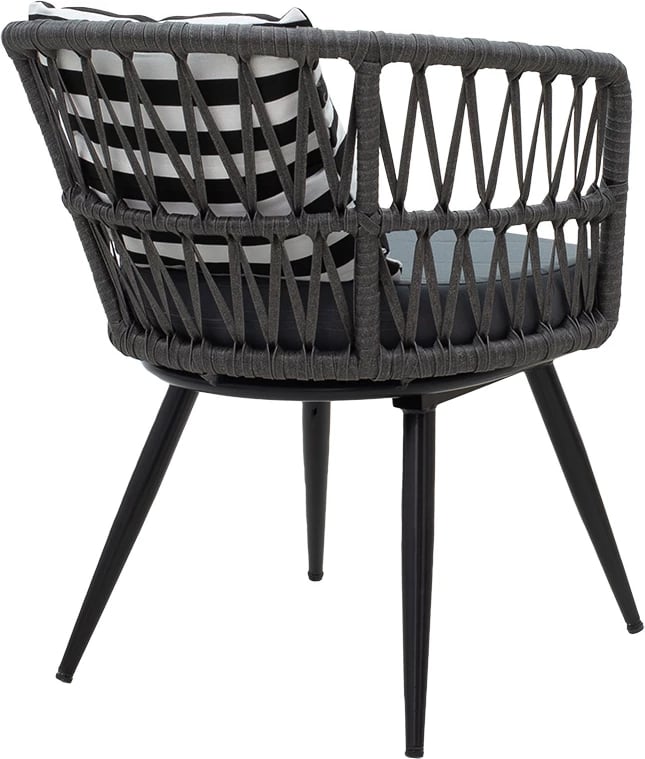 Karrige Naoki metalike, e zezë-pe gri, jastëk i zi/bardhë